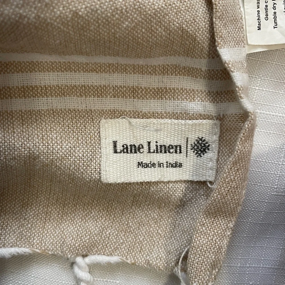 Turkish towels Beige and White Fringed set of 2